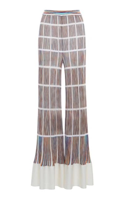 Shop Missoni Space-dyed Cotton-blend Flared-leg Pants In Multi