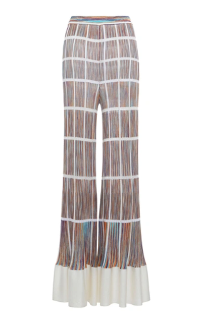 Shop Missoni Space-dyed Cotton-blend Flared-leg Pants In Multi