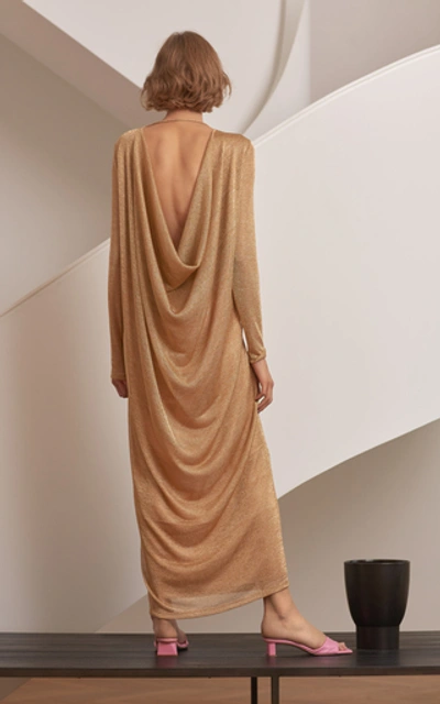 Shop Kalmanovich Draped Cowl Back Maxi Dress In Gold