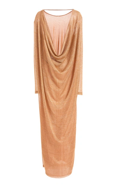 Shop Kalmanovich Draped Cowl Back Maxi Dress In Gold