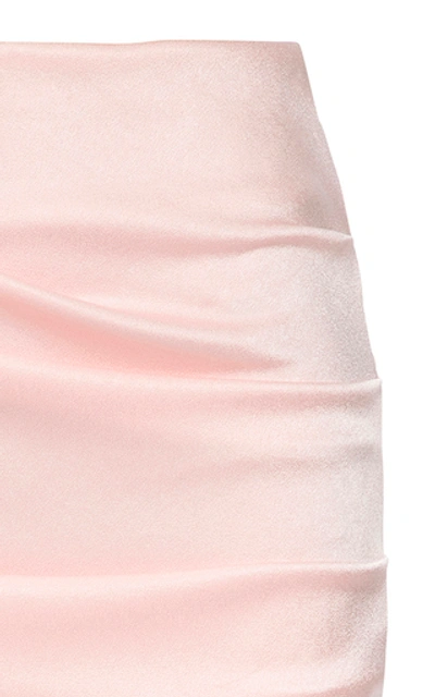 Shop Alex Perry Regan Ruched Satin Pencil Skirt In Pink