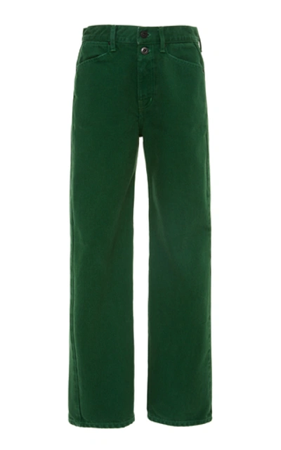 Shop Proenza Schouler White Label Washed Rigid High-rise Cropped Stovepipe In Green