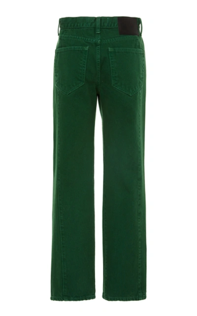 Shop Proenza Schouler White Label Washed Rigid High-rise Cropped Stovepipe In Green