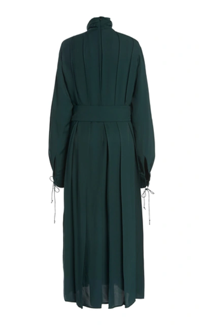 Shop Victoria Beckham Women's Mock Neck Pleated Midi Dress In Green