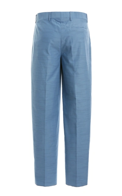 Shop Missoni Cotton Straight-leg Trousers In Blue