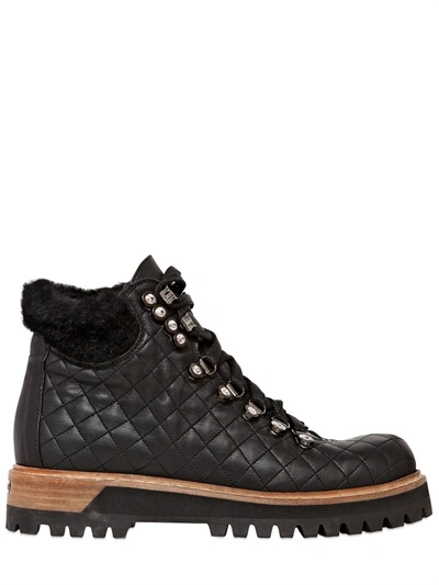 Shop Le Silla Quilted Calf & Shearling Boots