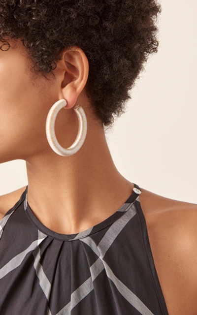 Shop Rebecca De Ravenel Lurex Cord Hoop Earrings In Gold