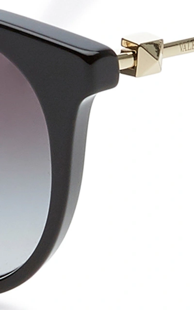 Shop Valentino Women's  Garavani Rockstud Round Acetate Sunglasses In Black