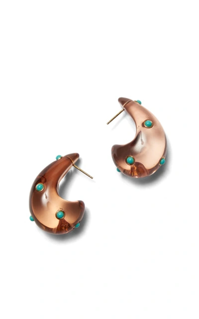 Shop Lizzie Fortunato Arp Acrylic And Turquoise Earrings In Neutral