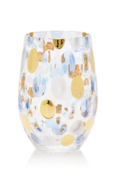 Shop Moda Domus Set-of-4 Oval Dotted Glasses In Gold,blue