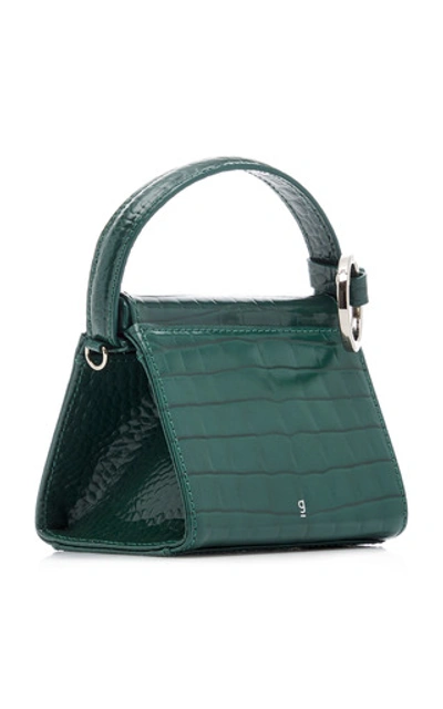 Shop Gu De Mini Croc-effect Leather Play Bag In Dark Green