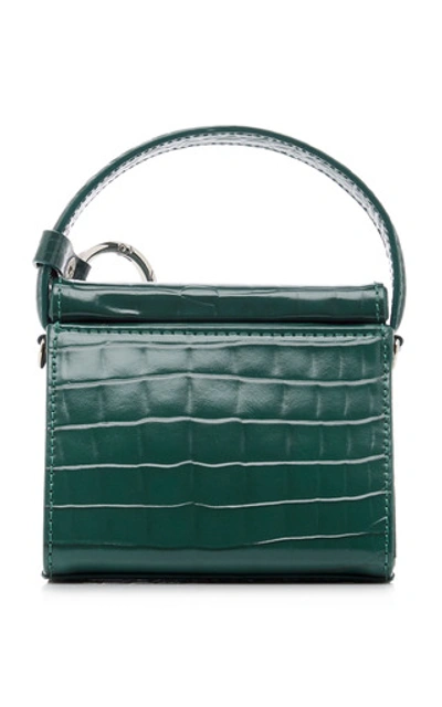 Shop Gu De Mini Croc-effect Leather Play Bag In Dark Green