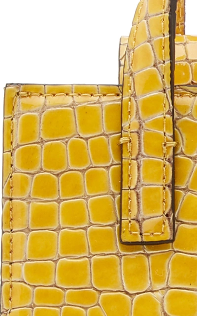 Shop Marge Sherwood Mini Square Croc-embossed Leather Top-handle Bag In Yellow
