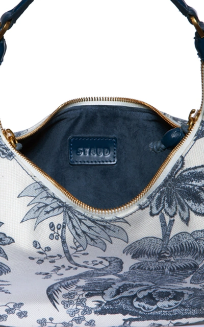 Staud Sasha Leather-Trimmed Printed Cotton-Canvas Shoulder Bag