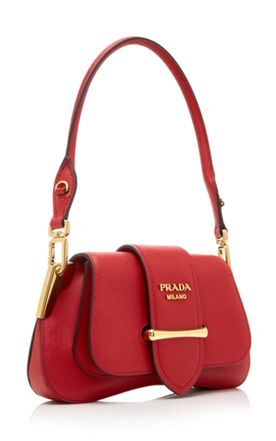 Shop Prada Mini Sidonie Leather Shoulder Bag In Red