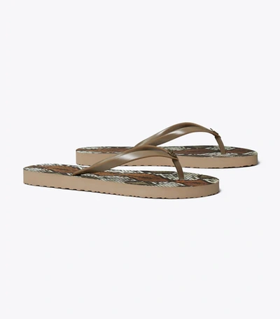 Shop Tory Burch Printed Thin Flip-flop In Dark Classic Taupe/aspen Multi Printed S