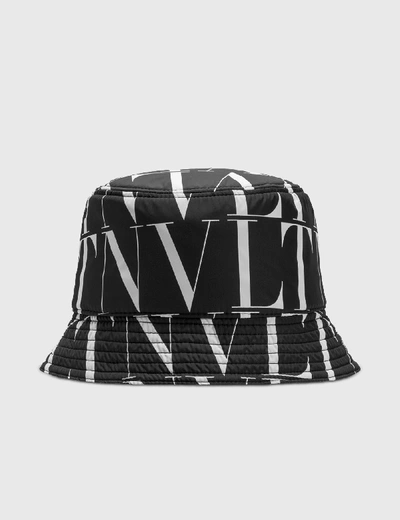 Shop Valentino Garavani Nylon Vltn Times Bucket Hat In Black
