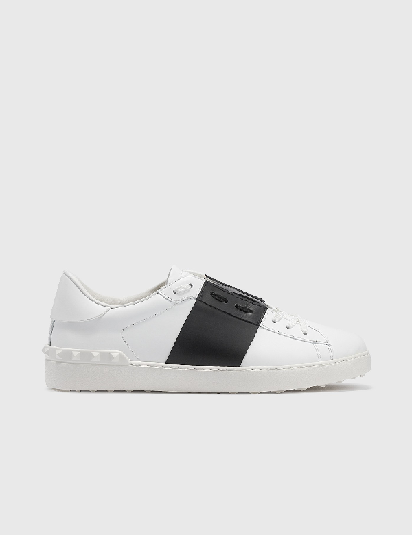 valentino garavani open striped leather sneakers