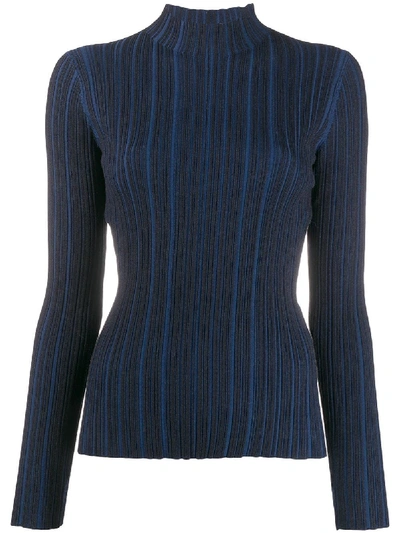 Shop Acne Studios Ribbed Mock Neck Top In Blue