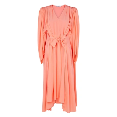 Shop Givenchy Salmon Cape-effect Silk Midi Dress