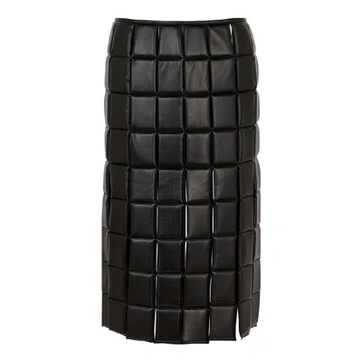 Shop A.w.a.k.e. Black Quilted Faux Leather Midi Skirt