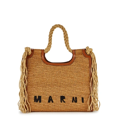 Shop Marni East-west Medium Raffia Tote In Natural