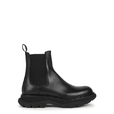 Shop Alexander Mcqueen Tread Hybrid Black Leather Chelsea Boots