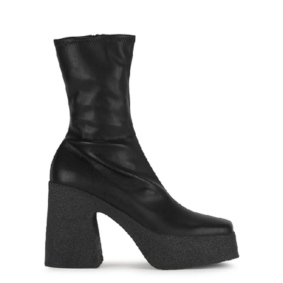 Shop Stella Mccartney 115 Black Faux Leather Platform Ankle Boots