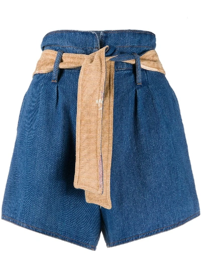 Shop Forte Forte Waist-tied Denim Shorts In Blue