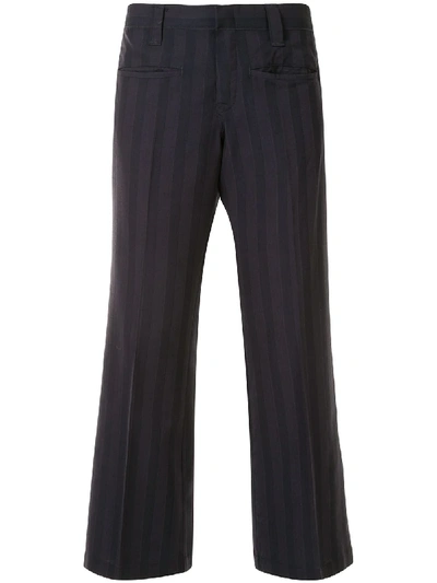 Pre-owned Comme Des Garçons Striped Cropped Trousers In Blue