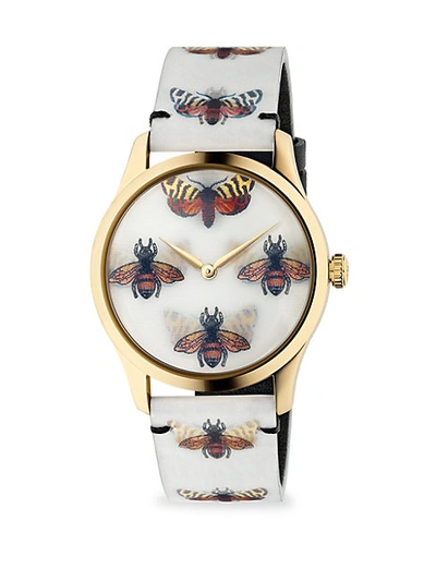 Shop Gucci G-timeless Goldtone Pvd Case 38mm Bees And Butterfly Hologram Watch