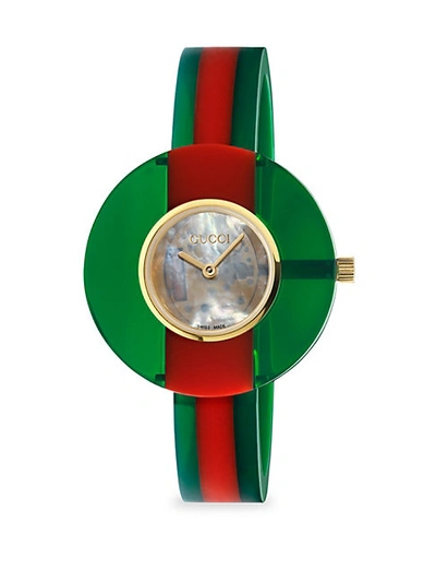 Shop Gucci Vintage Web Resin 35mm Green Red Green Watch