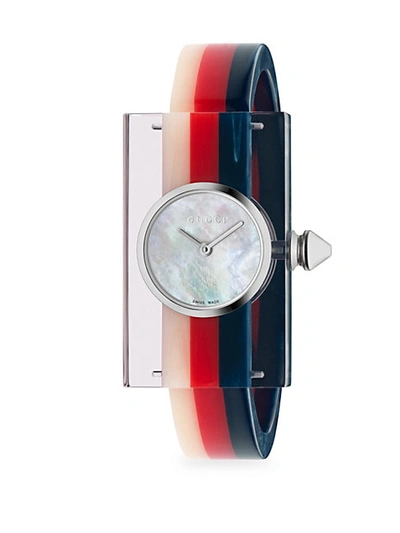 Shop Gucci Striped Plexiglas Watch