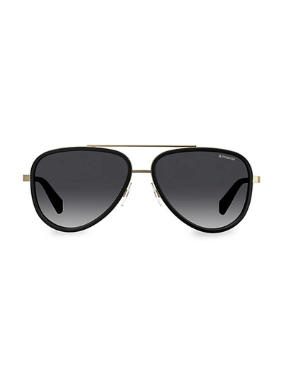 Shop Polaroid 57mm Aviator Sunglasses In Black