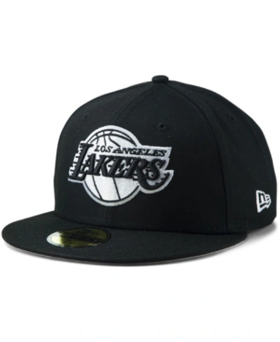 Shop New Era Men's Black Los Angeles Lakers Black White Logo 59fifty Fitted Hat