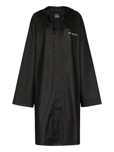Shop Vetements Long Logo Raincoat In Black