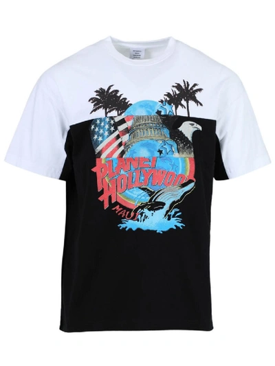 Shop Vetements Planet Hollywood Cut Up T-shirt In Black & White