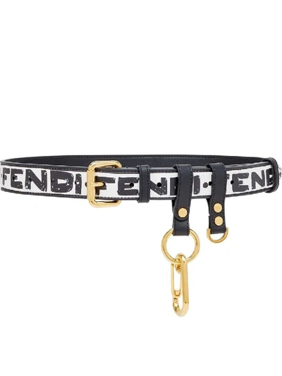 Shop Fendi X Joshua Vides Black And White Logo Belt