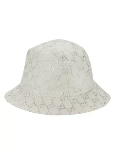 Shop Gucci Women's Gg Lamé Bucket Hat In White