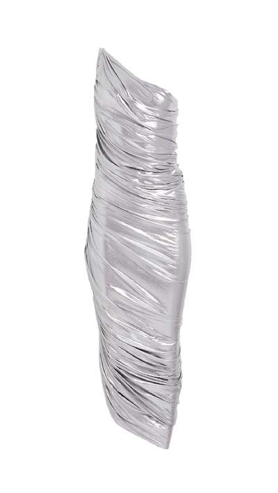 Shop Norma Kamali Diana Gown In Silver