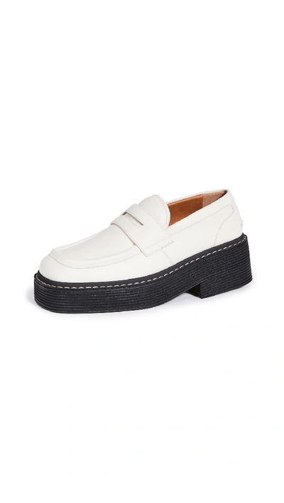 Shop Marni Mocassino Millerighe Platform Loafers In Natural White