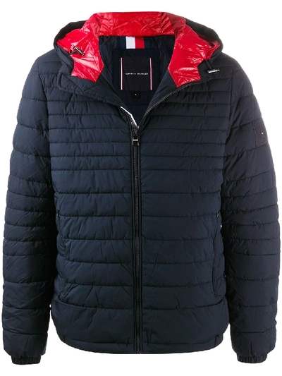 Shop Tommy Hilfiger Zipped Padded Jacket In Blue