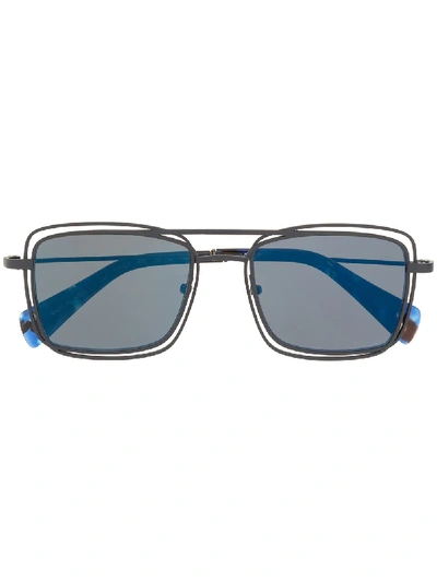 Shop Yohji Yamamoto Square Frame Sunglasses In Blau