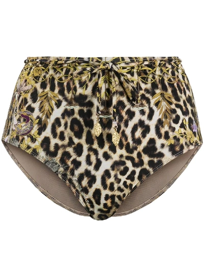 Shop Camilla Leopard Print Bikini Bottoms In Brown