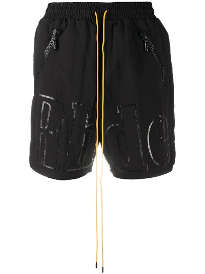 Shop Rhude Logo Print Shorts In Black
