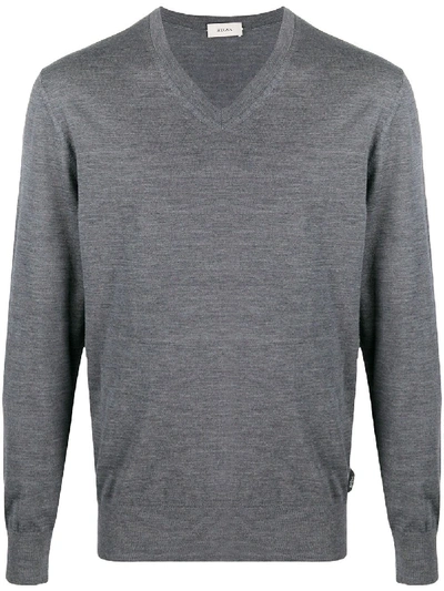 Shop Z Zegna Fine-knit V-neck Jumper In Grey