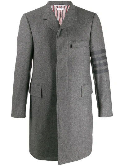 Shop Thom Browne Tonal 4-bar Chesterfield Overcoat In Grey