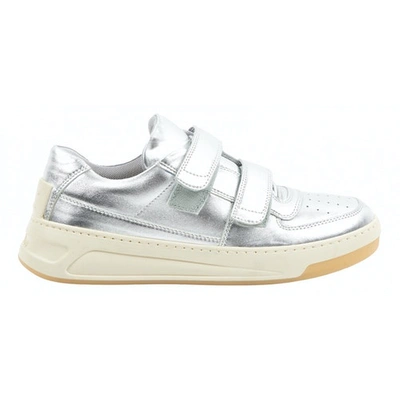 Pre-owned Acne Studios Steffey Silver Leather Trainers