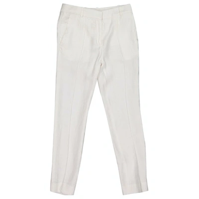Pre-owned Celine White Linen Trousers