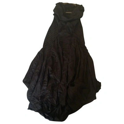 Pre-owned Allsaints Silk Mid-length Dress In Brown